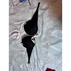 34D Black and White bikini bra swim top with padding